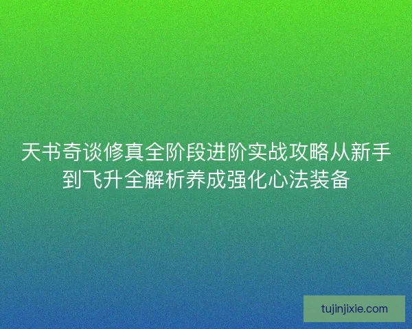 天书奇谈修真全阶段进阶实战攻略从新手到飞升全解析养成强化心法装备