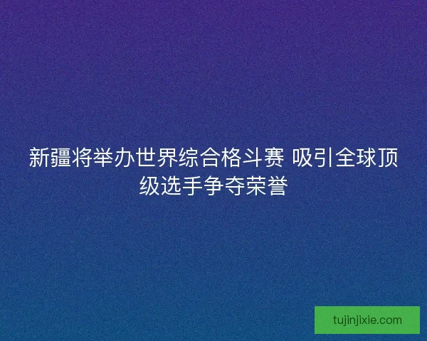 新疆将举办世界综合格斗赛 吸引全球顶级选手争夺荣誉
