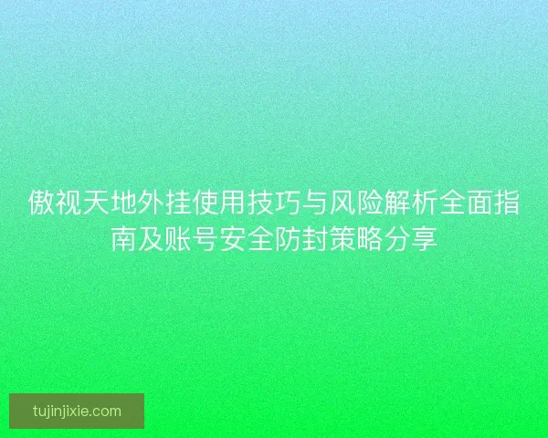 傲视天地外挂使用技巧与风险解析全面指南及账号安全防封策略分享